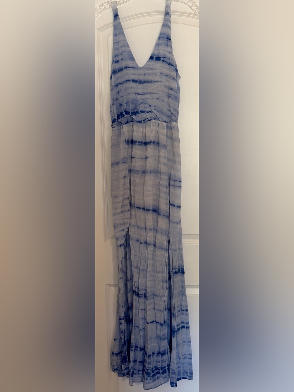 Sugarlips Blue Tie Dye Maxi Skirt Boho Flowy Double Slit Skirt NWOT